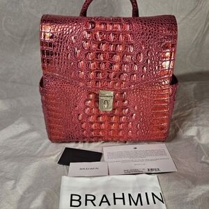 NEW Brahmin Liz backpack in the Red Dragon Melbourne Croc-Embossed Backpack
